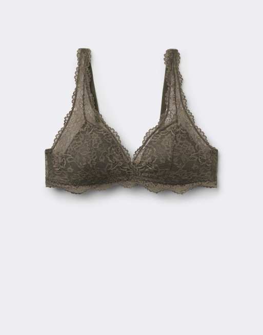 Tezenis Havana lace triangle bra in green camo, 5 of 5