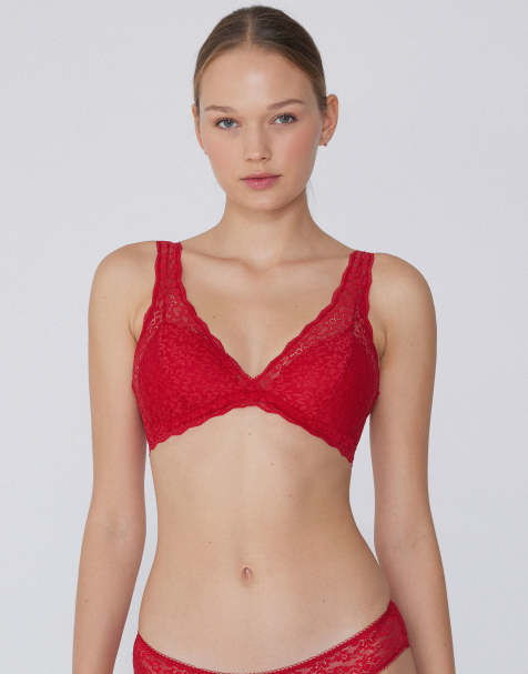 Tezenis Havana lace triangle bra in winter red - view 1