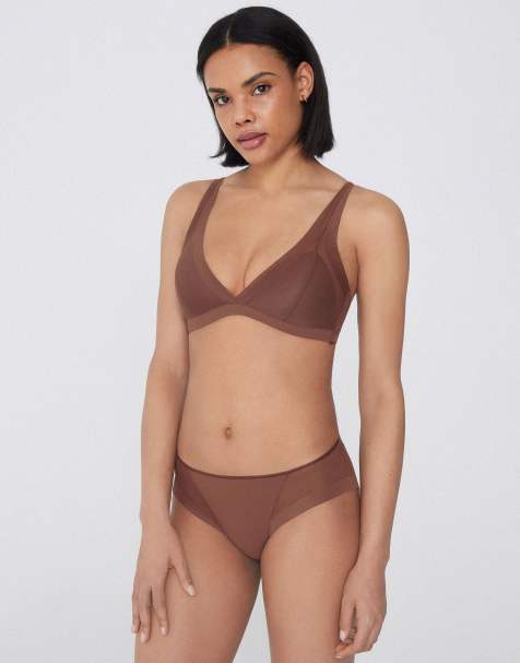 Tezenis Havana tulle lightly padded triangle bra in caramel - view 1