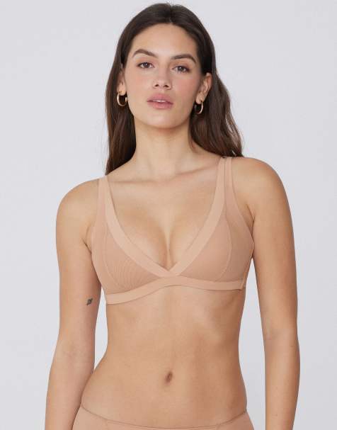 Tezenis Havana&nbsp;tulle&nbsp;lightly&nbsp;padded&nbsp;triangle&nbsp;bra in beige - view 1