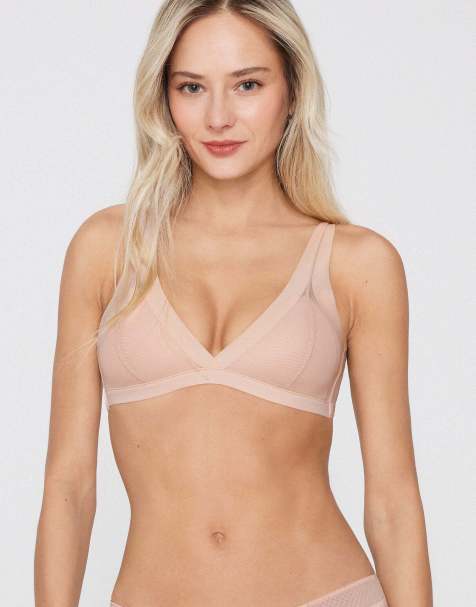Tezenis Havana tulle lightly padded triangle bra in rose skin - view 1