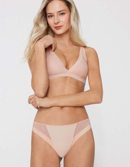 Tezenis Havana&nbsp;tulle&nbsp;lightly&nbsp;padded&nbsp;triangle&nbsp;bra in rose skin, 4 of 5