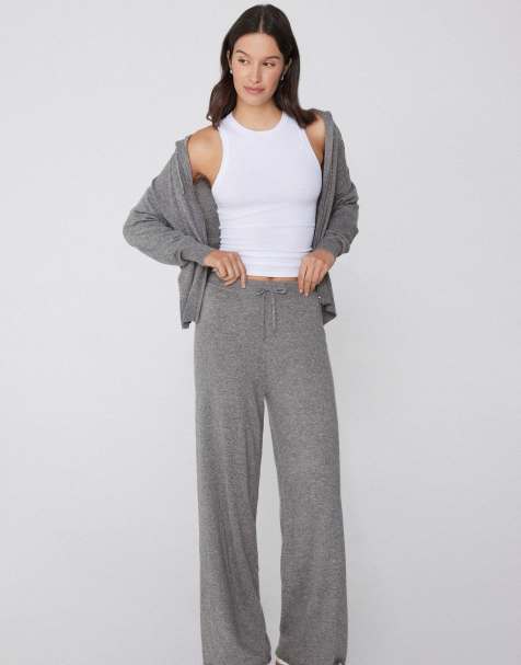 Tezenis Heavy palazzo trousers with wool in grey melange