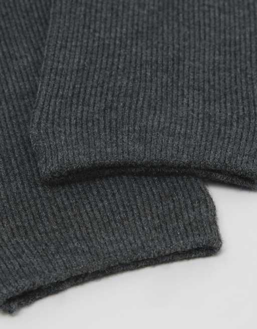 Tezenis Heavy wool-blend ankle socks in fine rib dark grey melange, 2 of 2