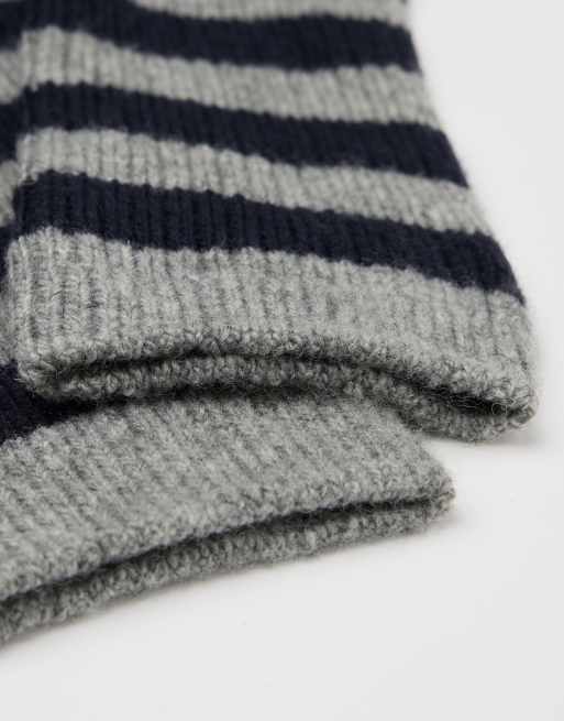 Tezenis Heavy wool-blend ankle socks in grey/blue stripes, 2 of 2