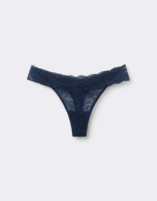 Tezenis High-cut lace g-string in absolute blue, 5 of 5