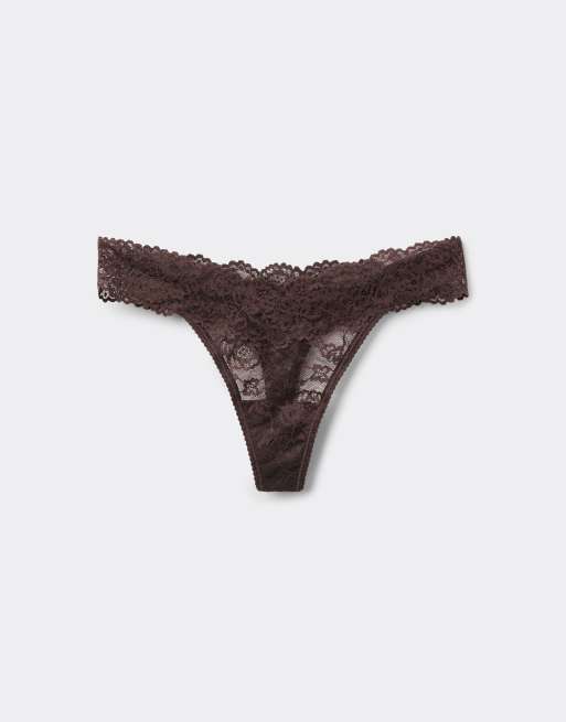 Tezenis High-cut lace g-string in brown, 5 of 5