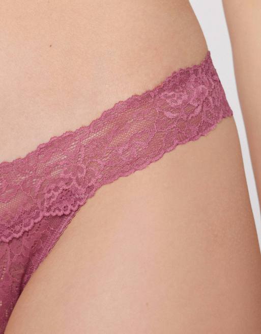 Tezenis High-cut lace g-string in cameo pink, 3 of 5