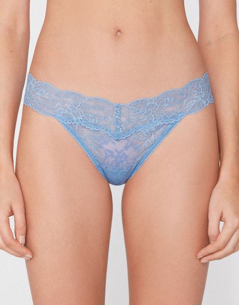 Tezenis High-cut lace g-string in delicate blue - view 1