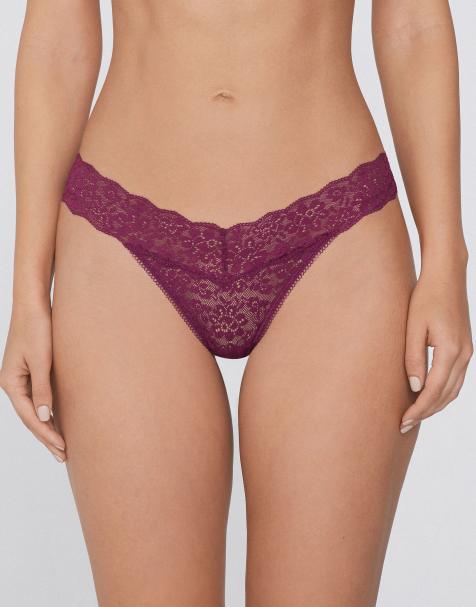 Tezenis High-leg lace g-string in burgundy - view 1