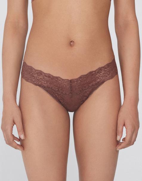 Tezenis High-leg lace g-string in caramel dark beige - view 1