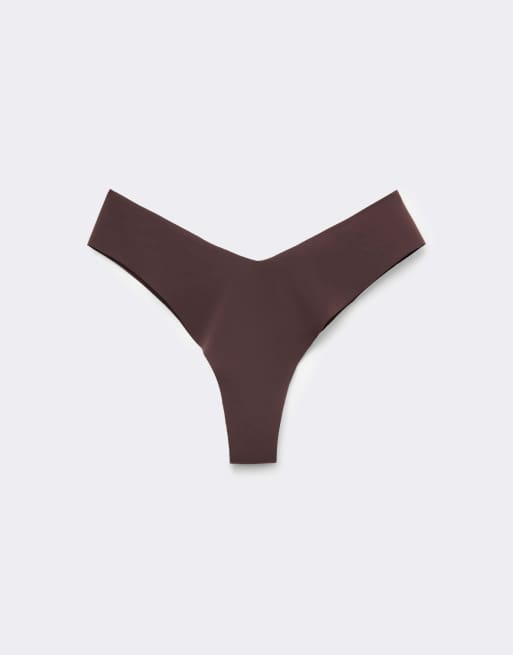Tezenis High-leg laser-cut brazilian briefs in brown, 5 of 5