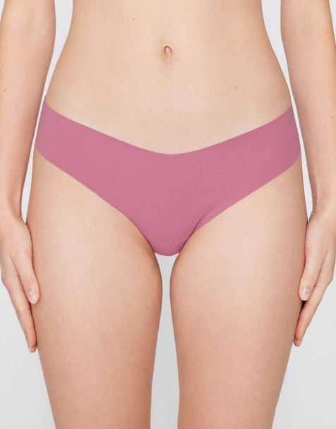 Tezenis High-leg laser-cut brazilian briefs in cameo pink - view 1