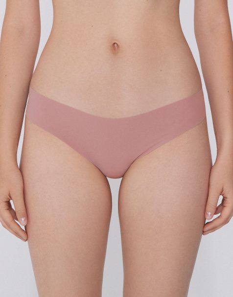 Tezenis High-leg laser-cut brazilian briefs in champagne pink - view 1