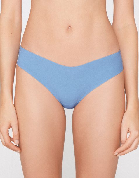 Tezenis High-leg laser-cut brazilian briefs in delicate blue - view 1