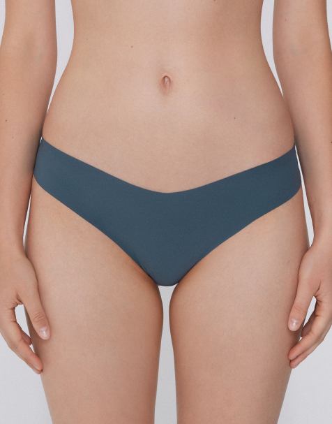 Tezenis High-leg laser-cut brazilian briefs in graphite grey - view 1