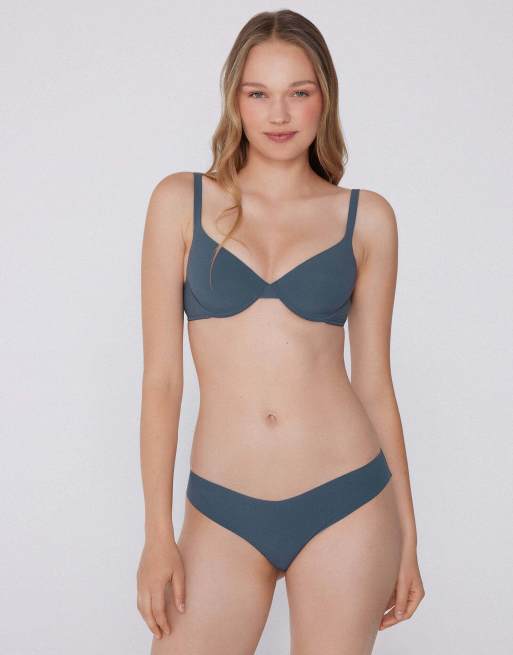 Tezenis High-leg laser-cut brazilian briefs in graphite grey, 4 of 5