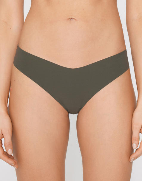Tezenis High-leg laser-cut brazilian briefs in green camo - view 1