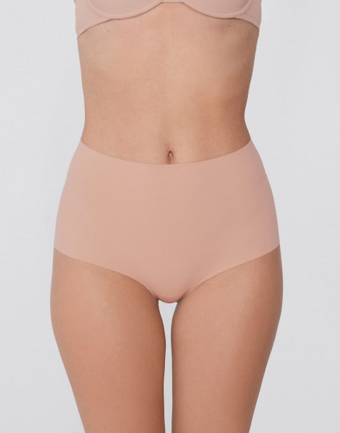 Tezenis High-waist laser-cut french knickers in beige - view 1