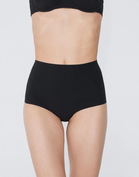 Tezenis High-waist laser-cut french knickers in black - view 1