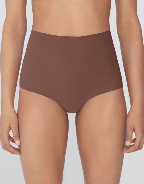 Tezenis High-waist laser-cut french knickers in caramel dark beige - view 1