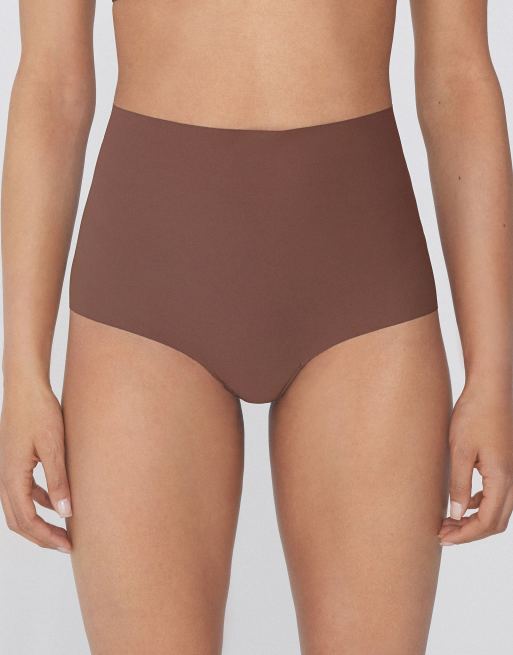 Tezenis High-waist laser-cut french knickers in caramel dark beige
