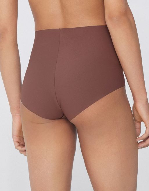 Tezenis High-waist laser-cut french knickers in caramel dark beige, 2 of 4
