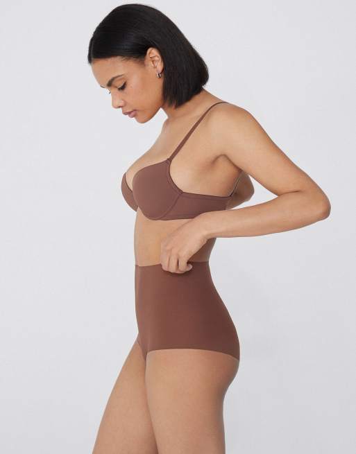 Tezenis High-waist laser-cut french knickers in caramel dark beige, 4 of 4