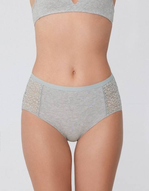 Tezenis High-waisted knickers in mottled light grey - view 1