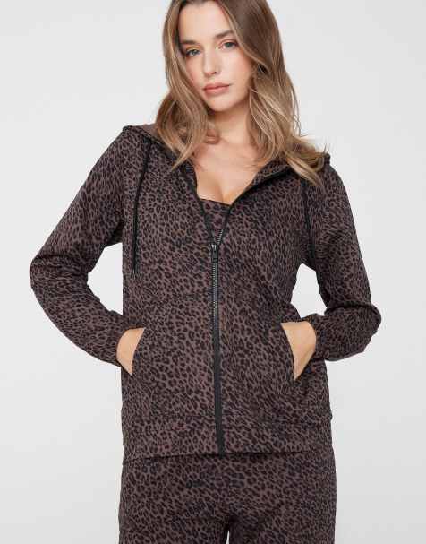 Tezenis Hooded sweatshirt in dark leopard print - view 1
