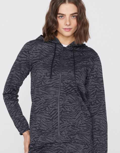 Tezenis Hooded sweatshirt in grey zebra print - view 1