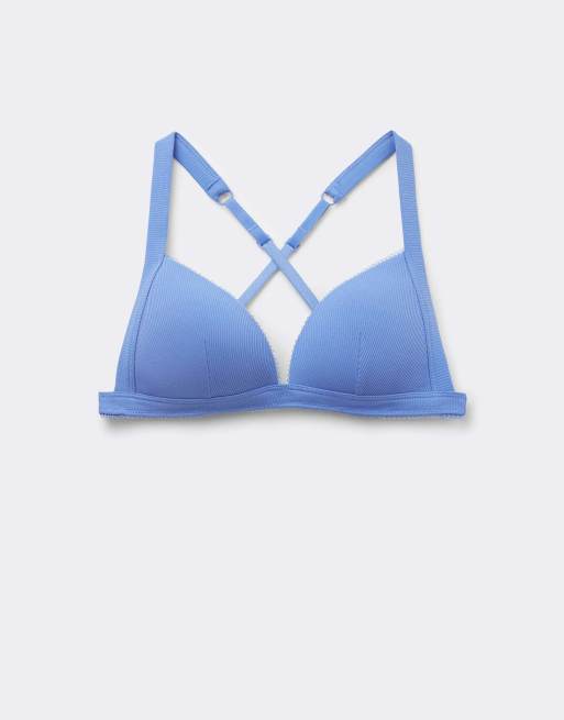 Tezenis Ibiza cotton cutie padded triangle bra in fairy blue, 5 of 5