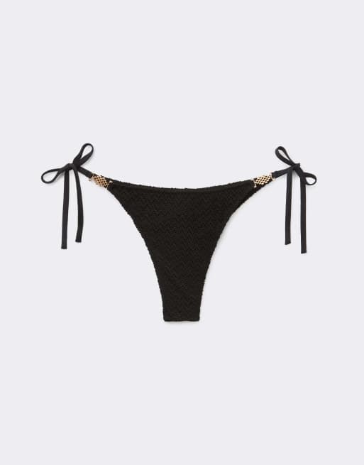 Tezenis Jewel net tie brazilian bikini bottoms in black, 5 of 5