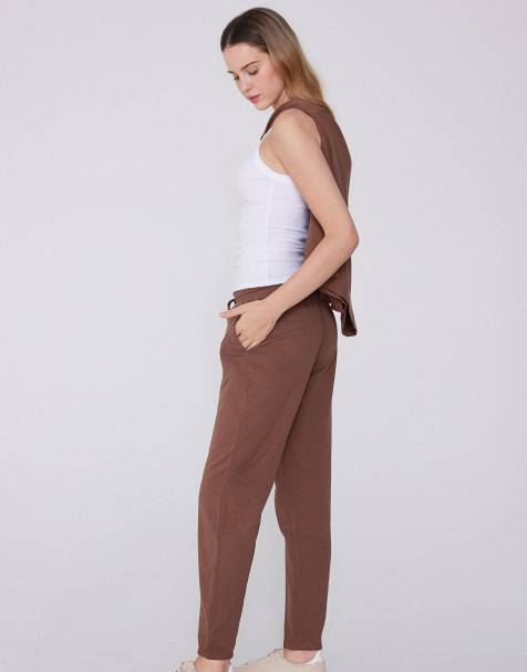 Tezenis Joggers with welt pocket and drawstring in caramel dark beige - view 1