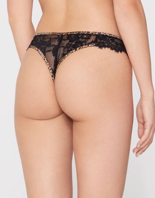 Tezenis Jungle glow brazilian knickers in black leopard print, 2 of 5