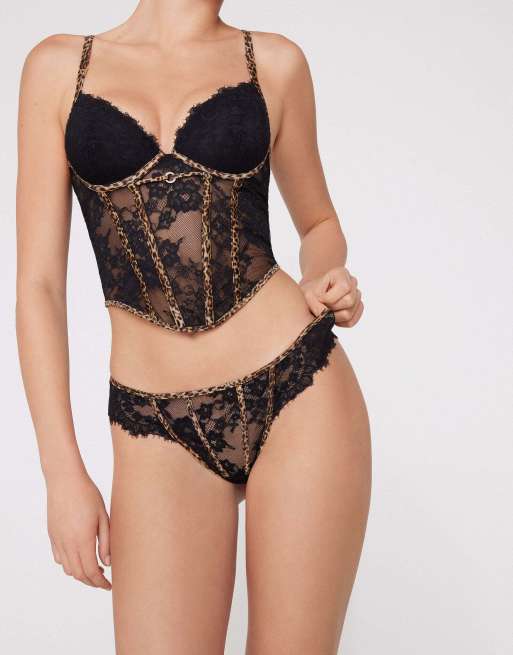 Tezenis Jungle glow brazilian knickers in black leopard print, 3 of 5