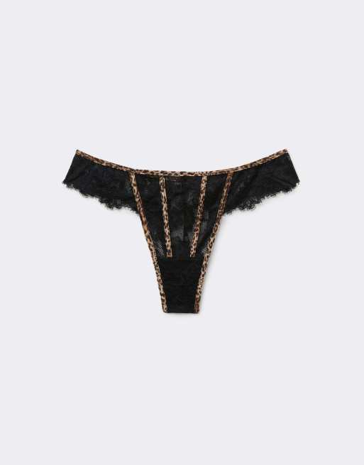 Tezenis Jungle glow brazilian knickers in black leopard print, 5 of 5