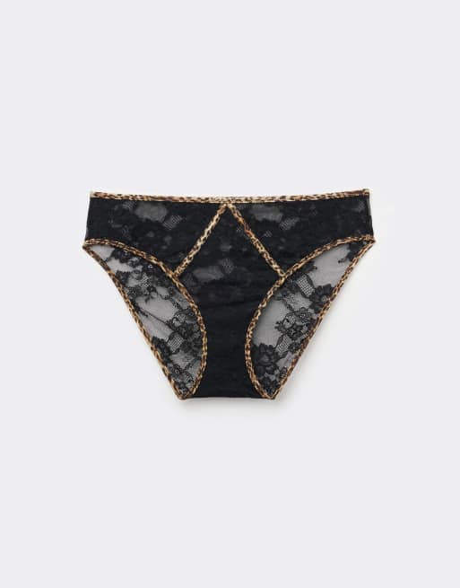 Tezenis Jungle glow knickers in black leopard print, 5 of 5