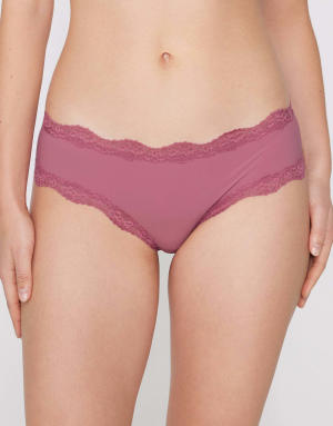 Tezenis Lace and microfibre french knickers in cameo pink