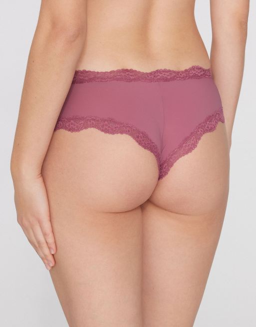 Tezenis Lace and microfibre french knickers in cameo pink, 2 of 5