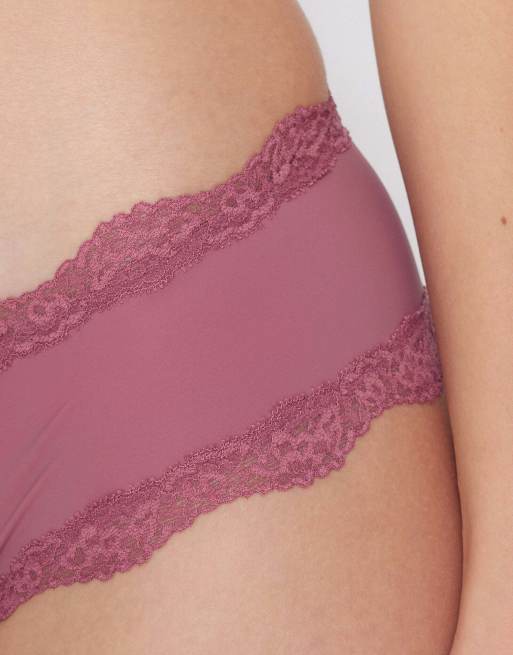 Tezenis Lace and microfibre french knickers in cameo pink, 3 of 5