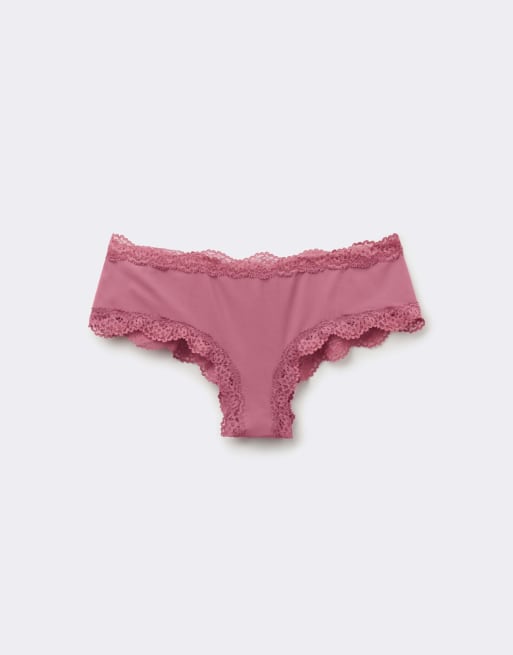 Tezenis Lace and microfibre french knickers in cameo pink, 5 of 5