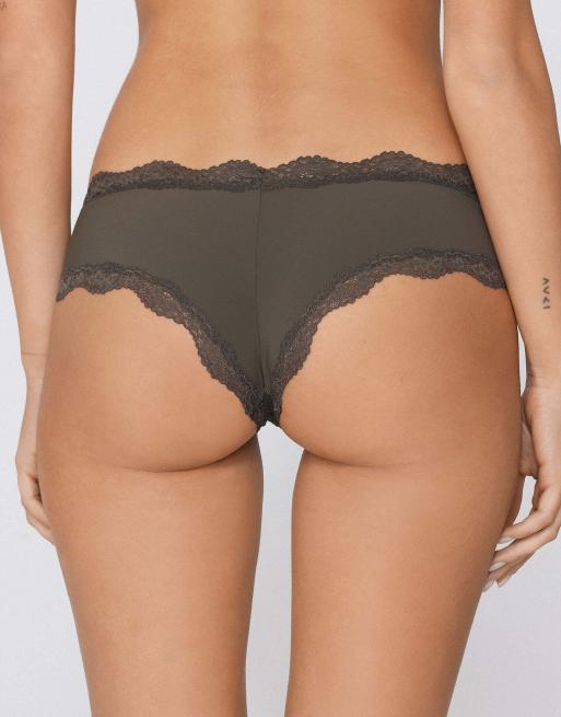 Tezenis Lace and microfibre french knickers in green camo, 2 of 5
