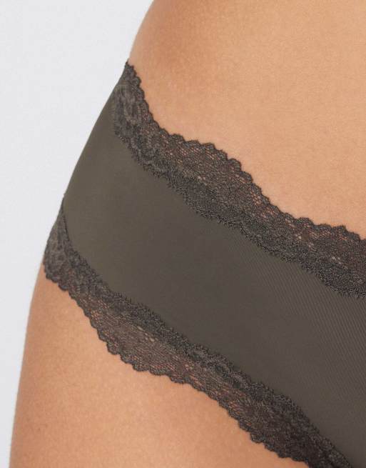 Tezenis Lace and microfibre french knickers in green camo, 3 of 5