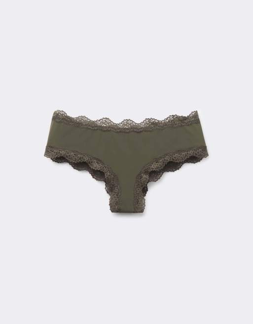 Tezenis Lace and microfibre french knickers in green camo, 5 of 5