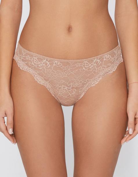 Tezenis Lace brazilian briefs in beige - view 1