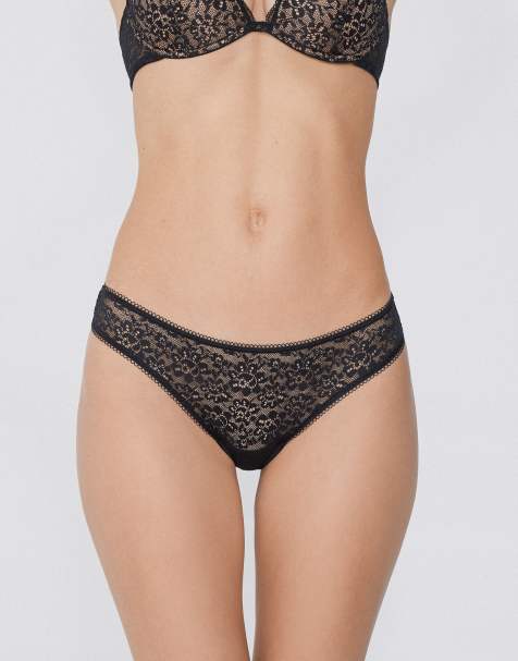 Tezenis Lace brazilian briefs in black - view 1