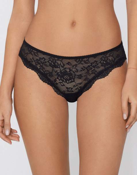 Tezenis Lace brazilian briefs in black - view 1