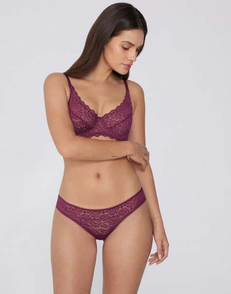 Tezenis Lace brazilian briefs in burgundy - view 1