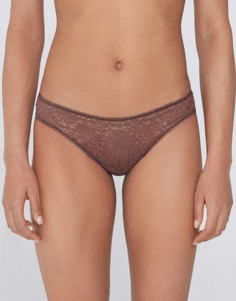 Tezenis Lace brazilian briefs in caramel dark beige - view 1